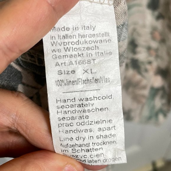 Stella Martini Linen Floral Print 3/4 Sleeve Popover Dress Tunic XL - Picture 5 of 8